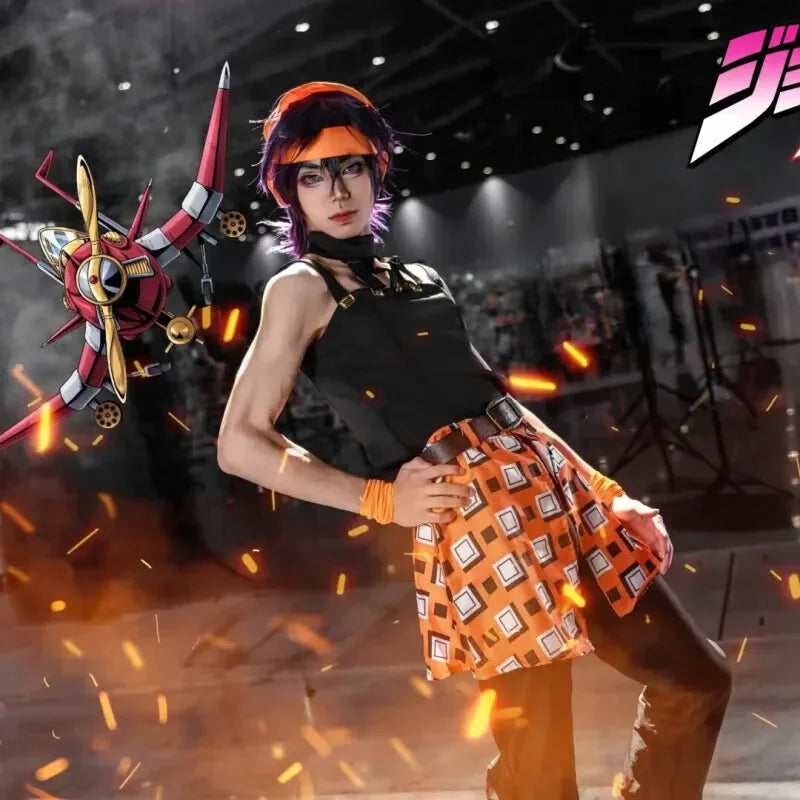 JOJO Narancia Ghirga Cosplay Costume Wig Anime Ghirga Narancia Fancy Outfit Full Set Halloween Carnival Party Women Cos Uniform
