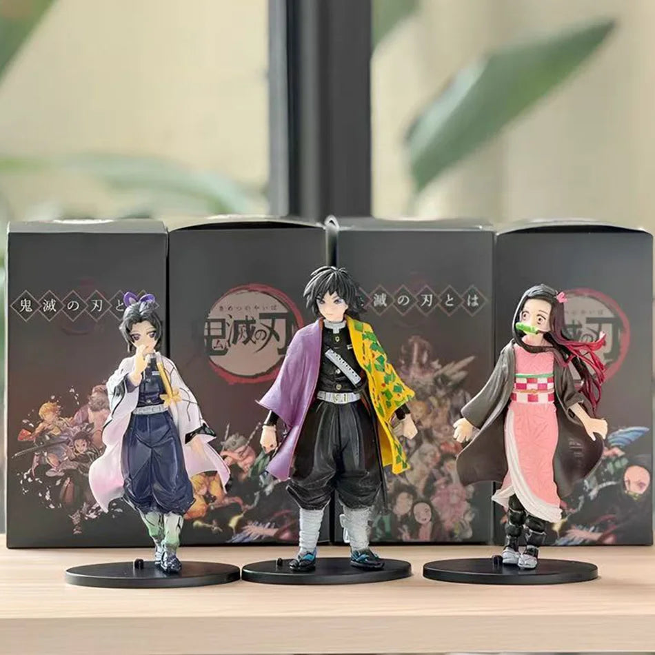 Demon Slayer Kimetsu no Yaiba Figure Kamado Tanjirou Agatsuma Zenitsu Nezuko PVC Model Toys Anime Character Warrior Figure