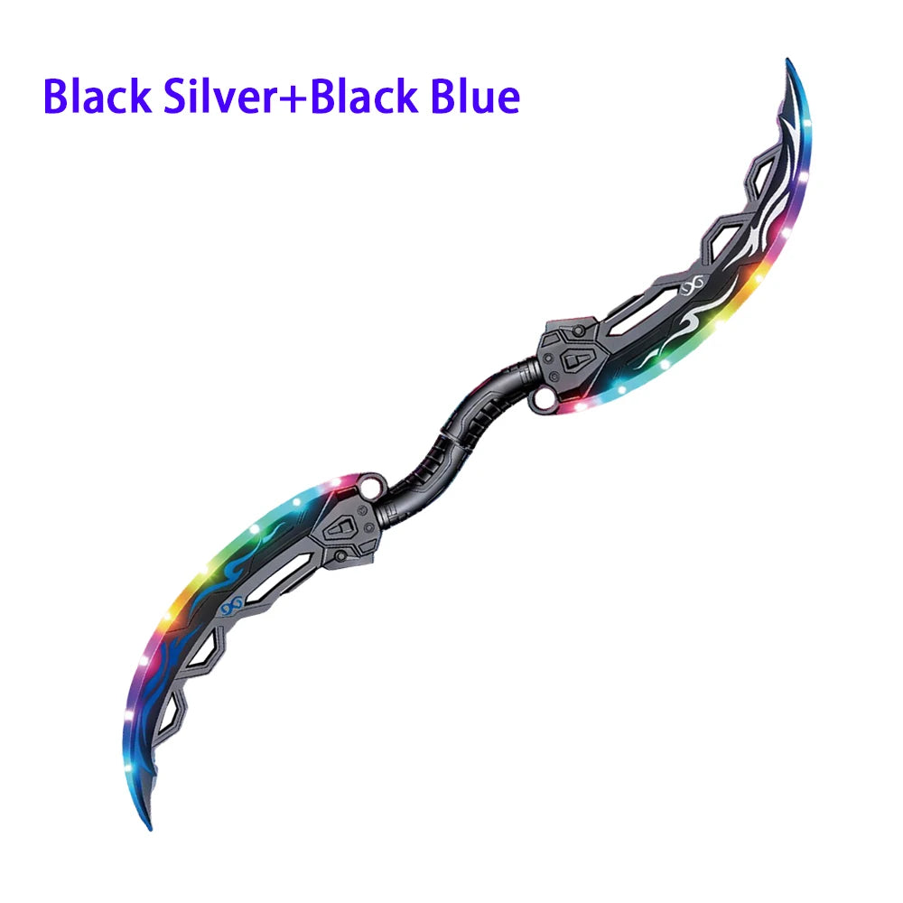 Lightsaber Sword Toy Dual Splicable Luminous Moon Blade with Sound Effect 7 Adjustable RGB Light Modes for Cosplay Party Gift
