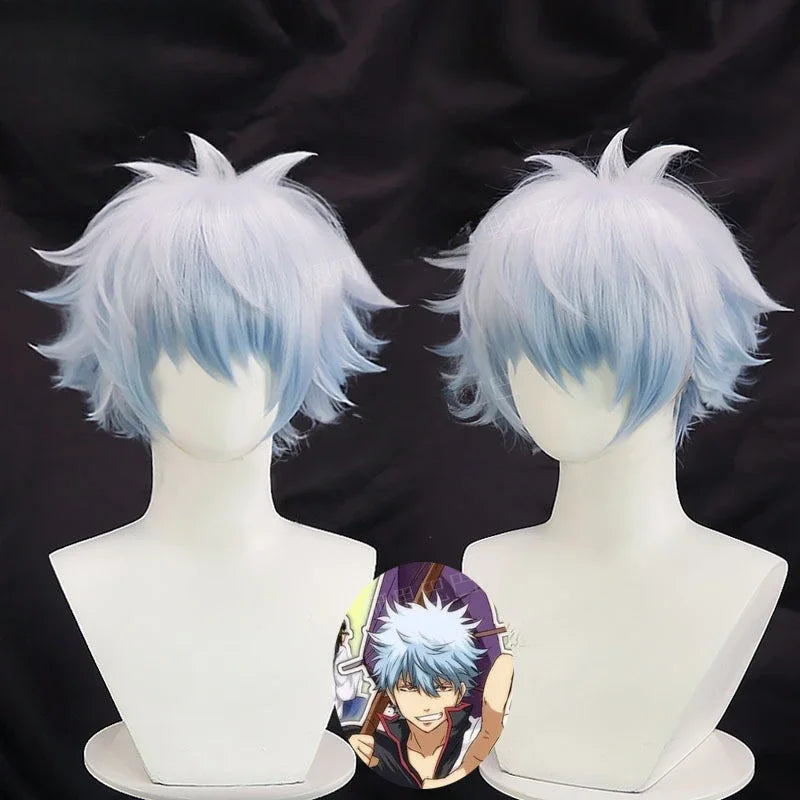 Gintama Anime SakMiGintoki Cosplay Costume, Wig, Kimono, Top, Pants, Body, Convention, Halloween, Christmas Event, Gift