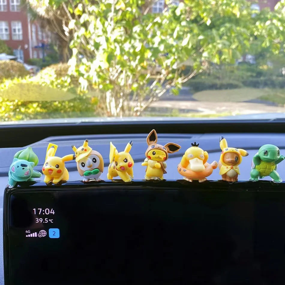 8PCS Mini Figures Toys Psyduck Squirtle Bulbasaur Miniature Cake Succulents Ornaments Figure Props