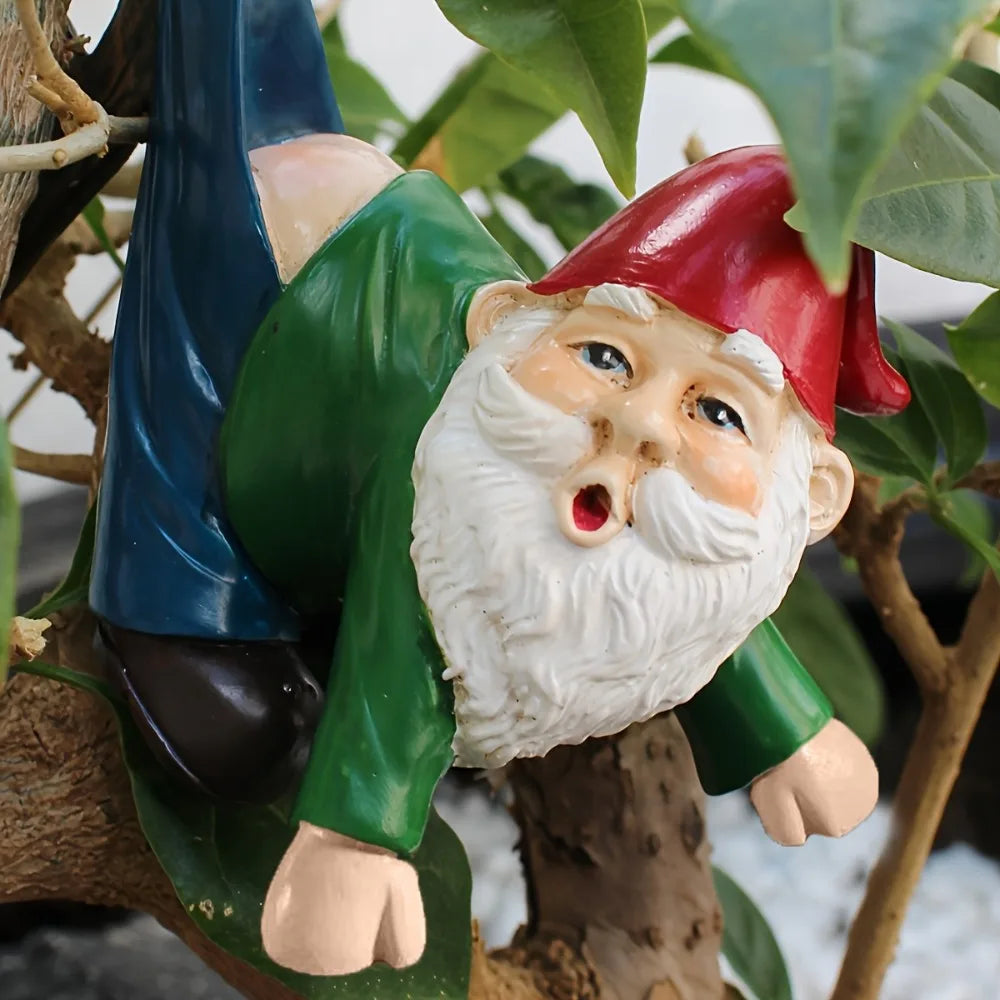 1pc New casual dwarf elderly funny pants hanging upside down with exposed buttocks design, statue resin bonsai pendant