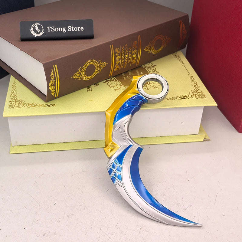 Valorant 16cm Celadon Karambit Replica Full Zinc Alloy Collectible Miniature Flipping Model Cosplay Copy Display Ornament Toys
