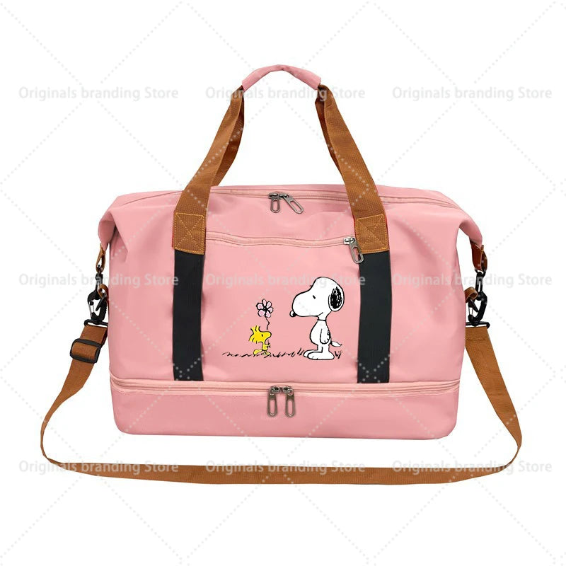 SNOOPY Travel Bag Anime Cartoon Women Waterproof Gym Sport Bag Fitness Handbag for Men Storage Bag Shoulderbag  birthday Gift