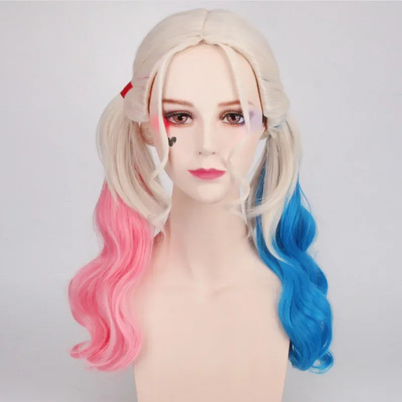 Costume de carnaval Harleen Quinzel pour femmes et filles, T-shirts, veste supérieure avec perruque