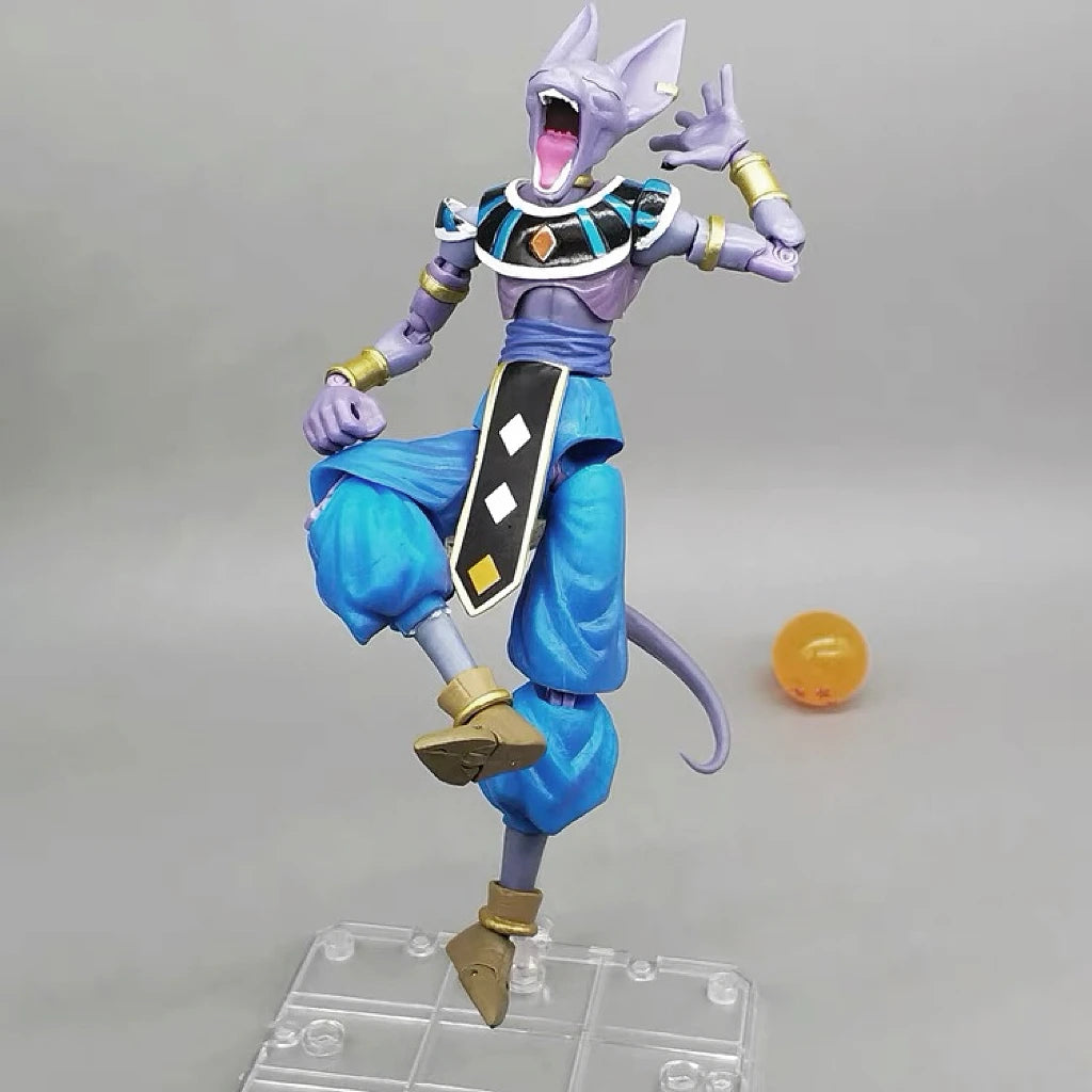 Bandai Dragon Ball Super God of Destruction Large Beerus Figure, High Quality Edition, Articulated Joints, Desktop Ornament