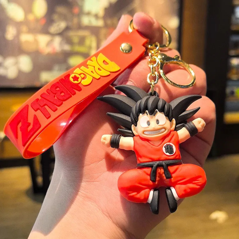 Anime Dragon Ball Keychain Fashion Jewelry Son Goku Vegeta Piccolo Crystal Ball Resin Action Figures PVC Key Ring Bag Pendant