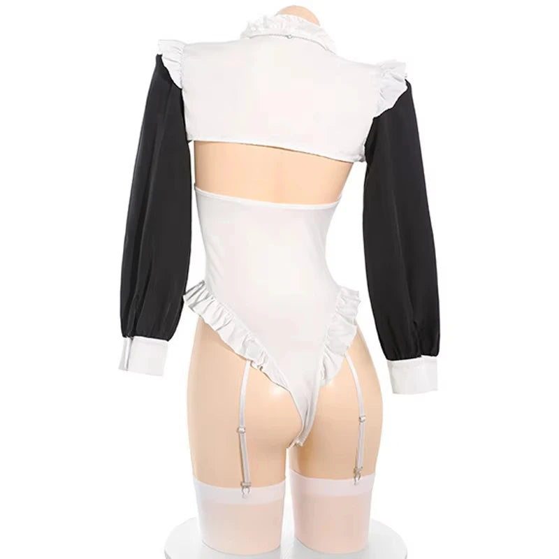 Anime Convent Nun Cosplay Costume Sexy Maid Bodysuit Garter Stockings Outfit Role Play Lingerie Halloween Costumes