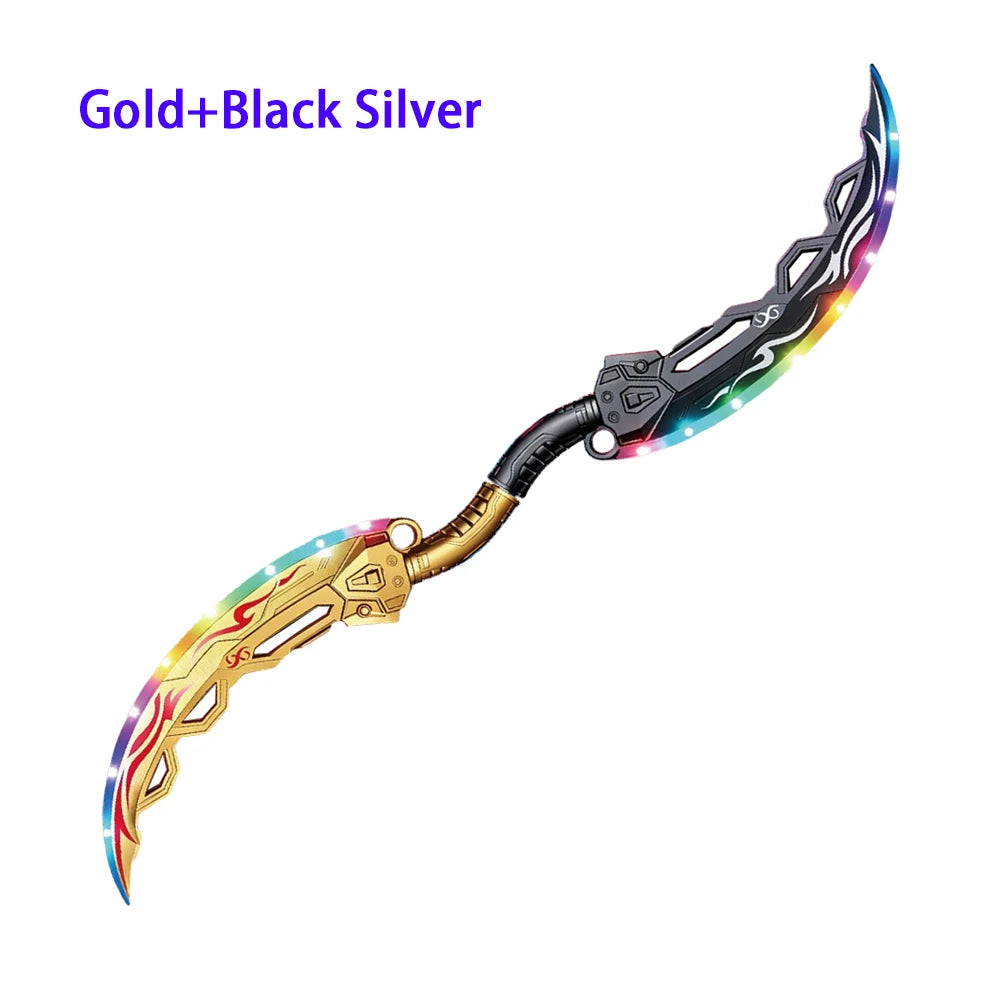 Lightsaber Sword Toy Dual Splicable Luminous Moon Blade with Sound Effect 7 Adjustable RGB Light Modes for Cosplay Party Gift