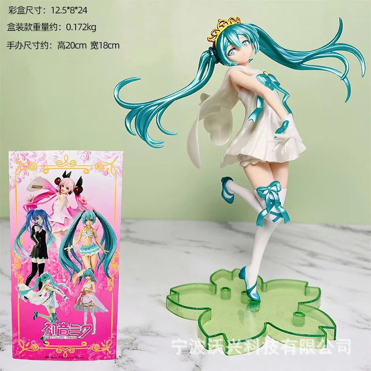 Anime Figure Collection: Hatsune Miku Statue Figurines and Case Widget
