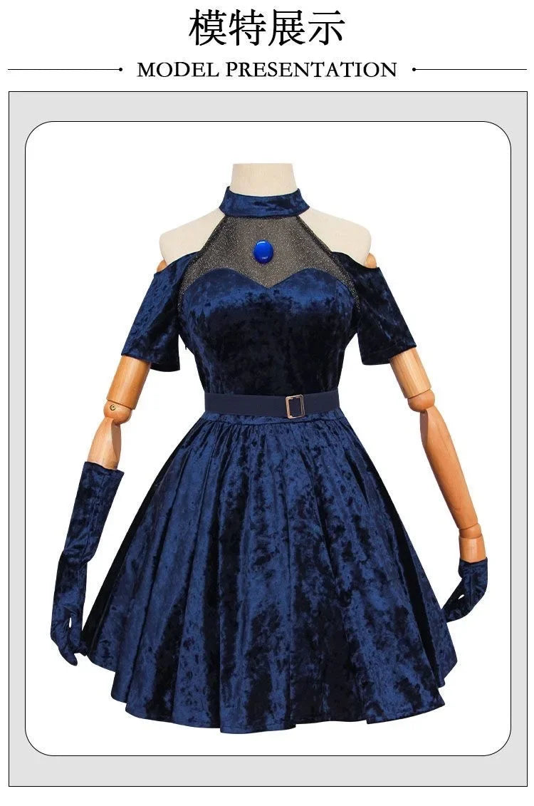 Mizi Cosplay Costume Anime Alien Stage Cosplay Costume Pink Gradient Blue Purple long hair Stage costume Velvet Dress