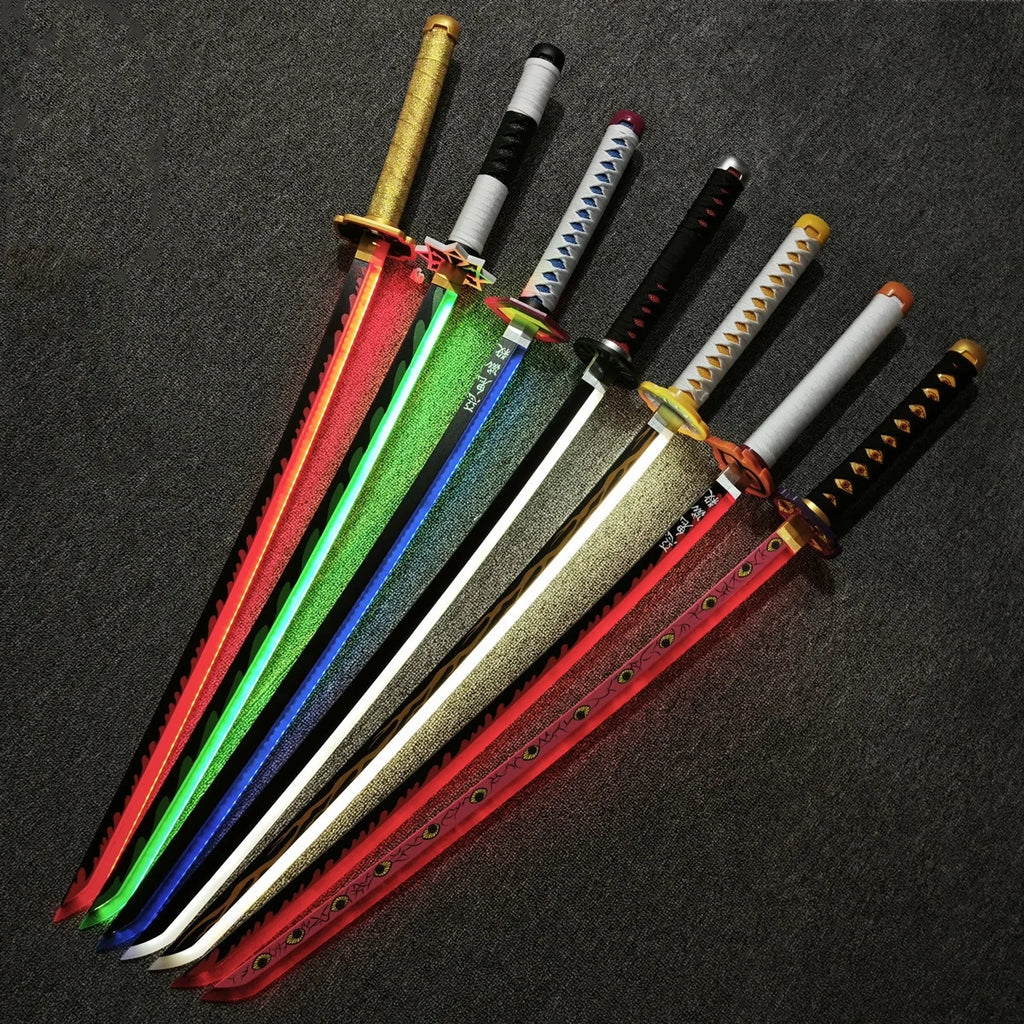 LED Light Demon Slayer Katana Luminous Sword Tomioka Giyuu Anime Cosplay Prop Knife Real Japanese Katana Samurai Lightsabre Toy