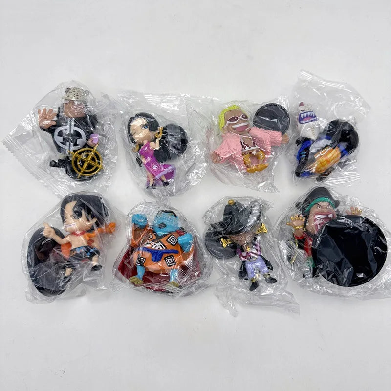 One Piece 8 mini stamps cartoon characters PVC collection seal ornaments gifts