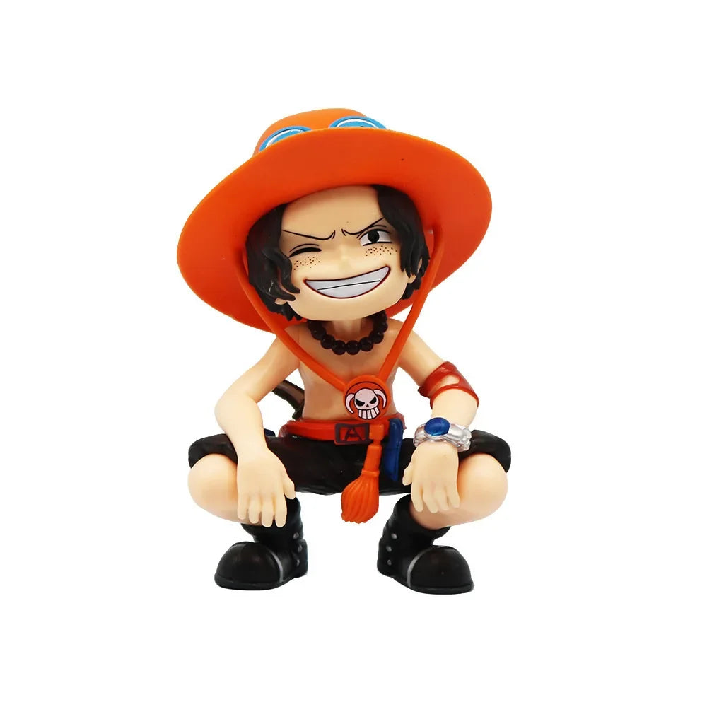 13cm Anime One Piece action figures Q-version sitting Luffy Zoro Sanji trendy toys doll models car ornaments Birthday Gifts toys