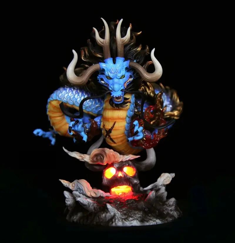 Anime 22cm One Piece Anime Figure Gk Kaido Dragon Form Four Emperors With Lamp Pvc Action Figure Model Dolls Antistress Toy Gift