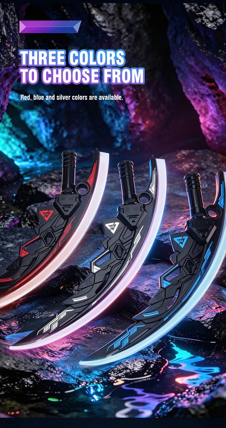 Lightsaber Sword Toy Dual Splicable Luminous Moon Blade with Sound Effect 7 Adjustable RGB Light Modes for Cosplay Party Gift