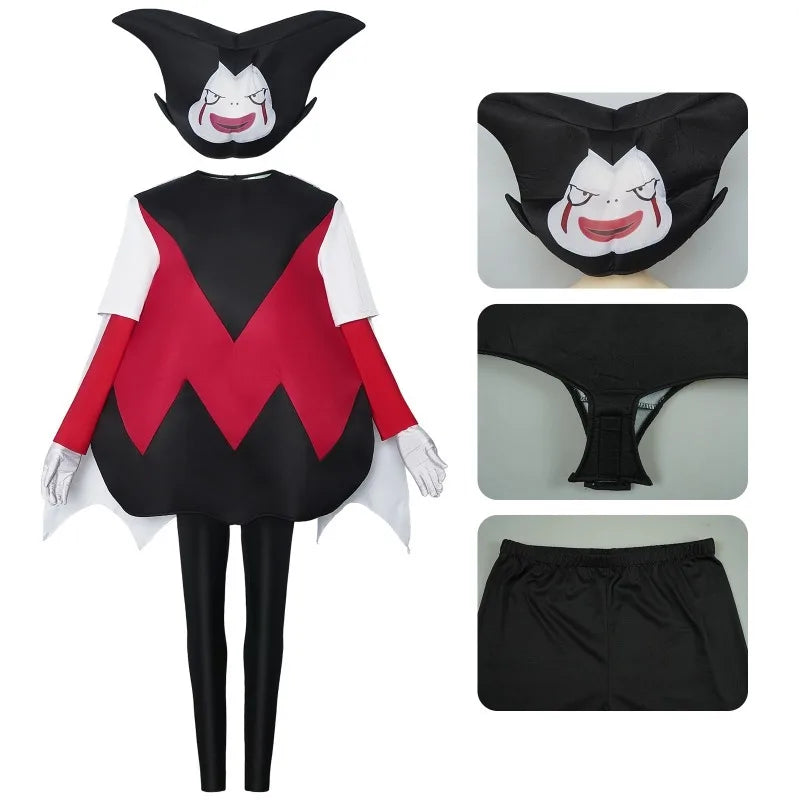 Gomah Dragon Ball Daima Cosplay Costume Red Black Tunic White Cape Black Pants Gloves Headpiece Set For Halloween Party