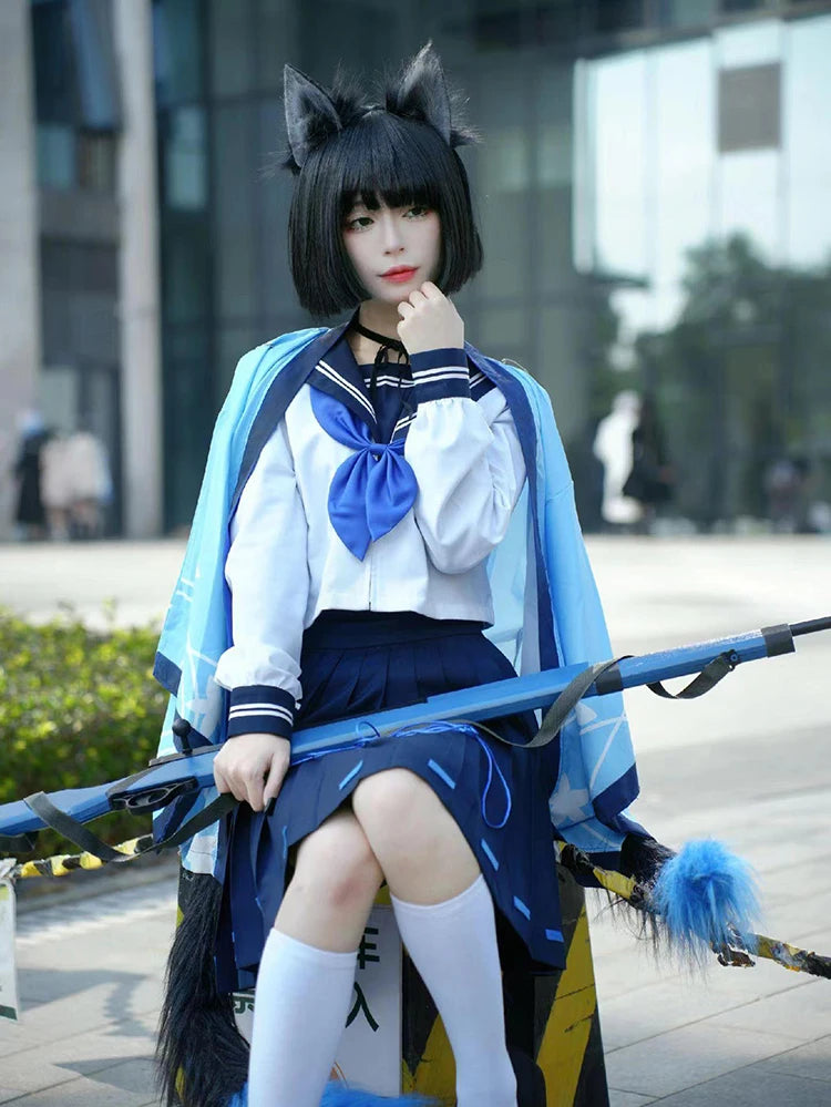 Game Blue Archive Cosplay Tongsheng Kikyou Costume Sailor Cape Cartoon Anime Dress Ear Headwear Wig JK Uniform Top Skirts Kimono