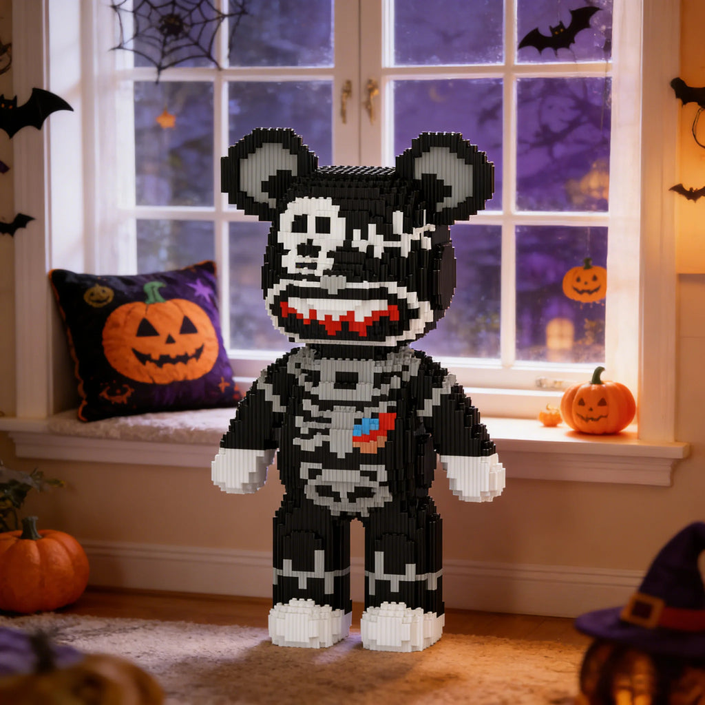 Super Large Halloween Series Skull Bear Violent Bear Building Blocks Toys Art Ornament Puzzle Assembly Toy Halloween Gift Blocks