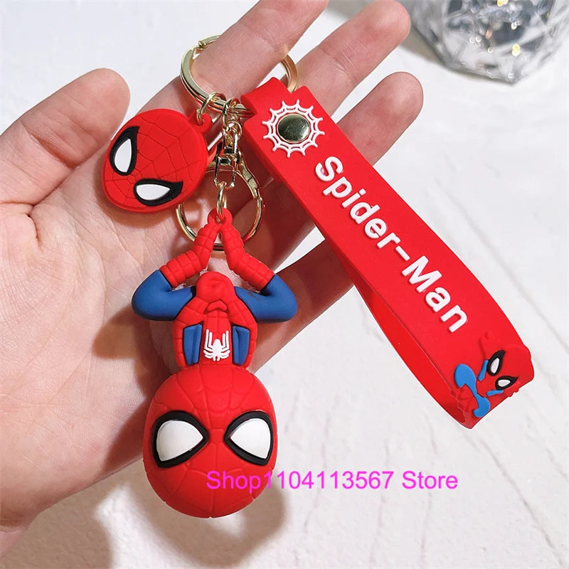 New Q Style Spider Hero Keychain Cartoon Super Heroes Deadpool Cute Doll Keyring Ornament Key Chain Pendant Kids Toys Gifts
