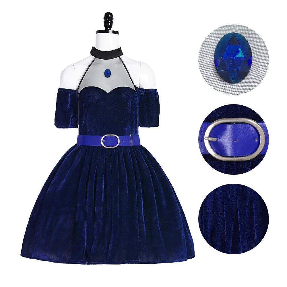 Anime Alien Stage Cosplay Wig Dress Belt Gloves Mizi Clematis Style Dress Halloween Carnival Character Role Play Stage Outfit