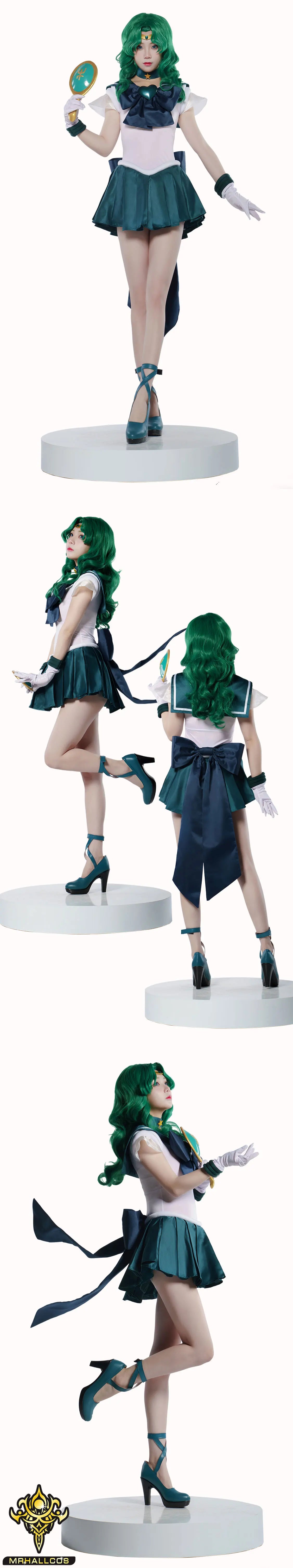 MRHALLCOS Anime Cosplay Sailor Neptune Michiru Kaiou Moon SuperS Dress Outfits Costume Halloween Party Kid Adult Women Plus Size