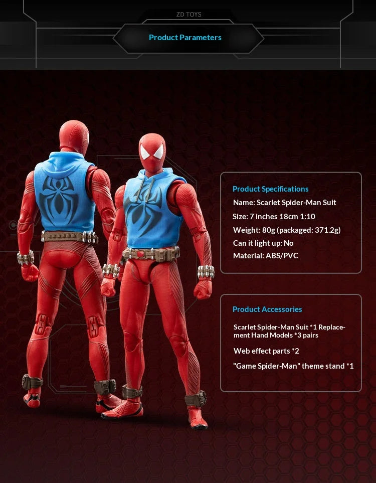 Zd Toys Marvel Spider Man Action Figure Ps4 Game Version Full Articulated Collectible Model For Display
