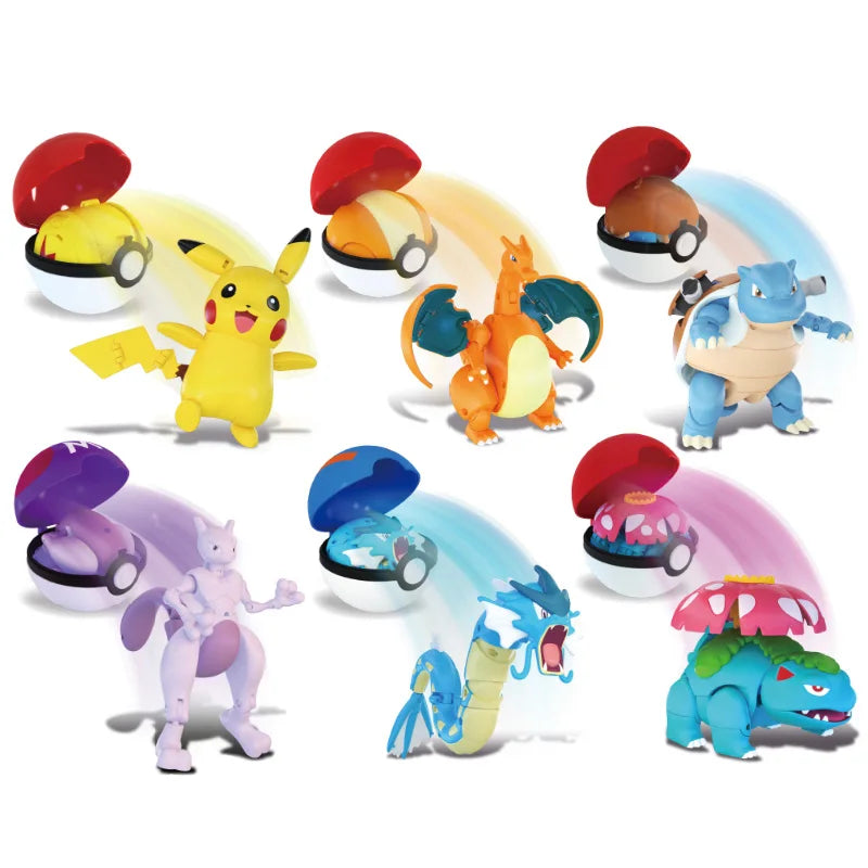Deform Pokemon Pokeball Greninja Lucario Ball Action Figure Toy Set Mew Pikachu Dragonite Snorlax Venusaur Blastoise Elf Monster