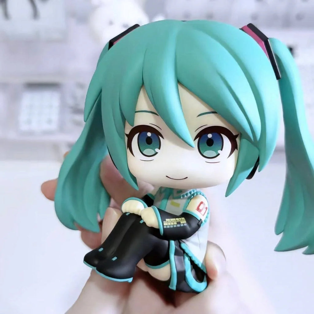 Hatsune Miku Q Version Sitting Figure 8cm PVC Anime Collectible Desktop Car Home Decor Gift