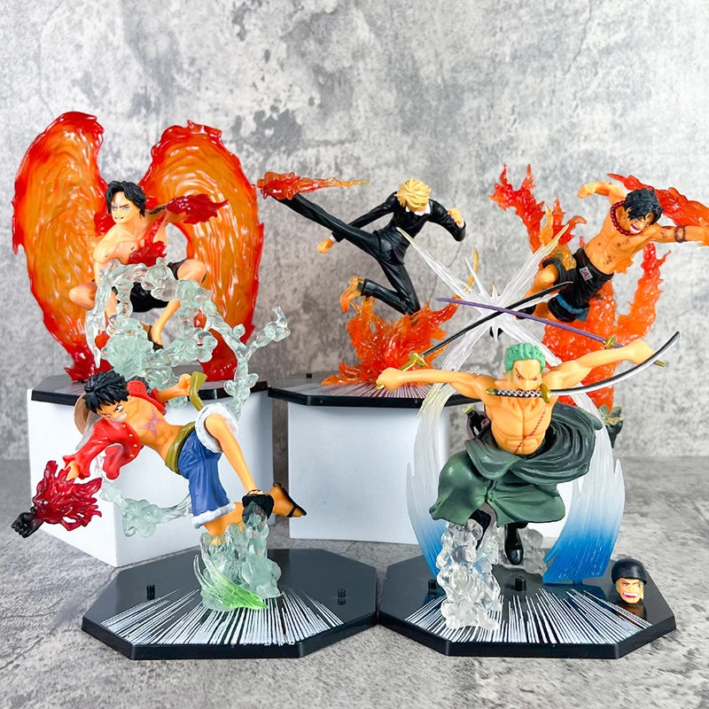 One Piece Luffy Roronoa Zoro Sabo Figure Toys Portgas D Ace Vinsmoke Sanji PVC Figurine Action Collection Anime Model Dolls Gift