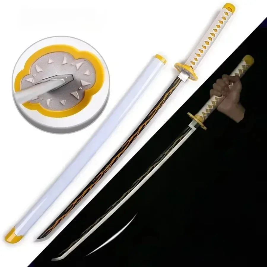 LED Light Demon Slayer Katana Luminous Sword Tomioka Giyuu Anime Cosplay Prop Knife Real Japanese Katana Samurai Lightsabre Toy