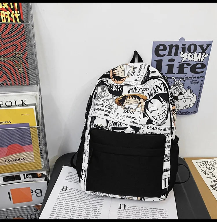 One Piece Anime Backpack Cartoon Luffy Printed Schoolbag Man Fashion Unisex Backpacks Travel Bag for Students Teens Laptop Bags