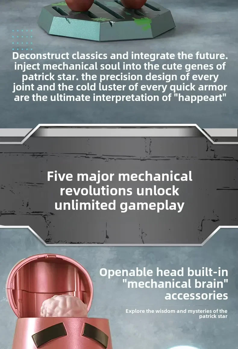 New Patrick Mechanical Style Model 360° Waist Rotation SpongeBob Series Collection of Ornaments PVC Large Figure Toy Gifts