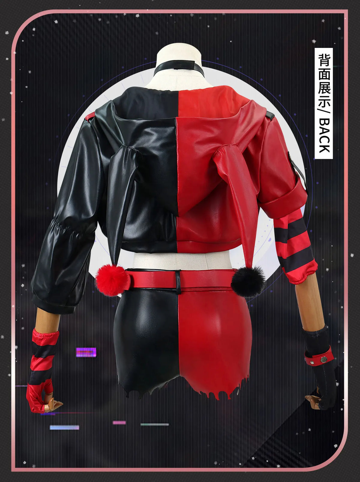 Suicide Anime Quinn Cosplay Costume Wig Faux Leather Jacket With Hats Shorts Bra Choker Gloves Belt Daily Wear Halloween
