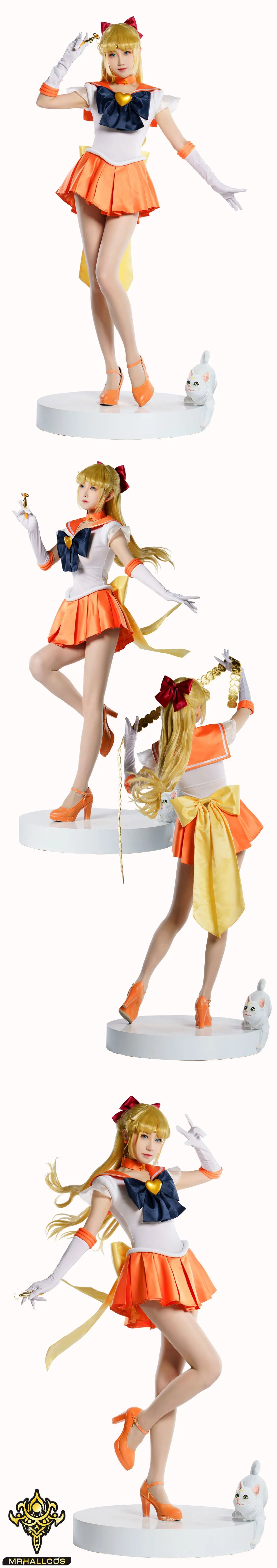 MRHALLCOS Anime Cosplay Sailor Venus Minako Aino Moons SuperS Crystal Dress Outfits Costume Halloween Party Kid Adult Women Plus