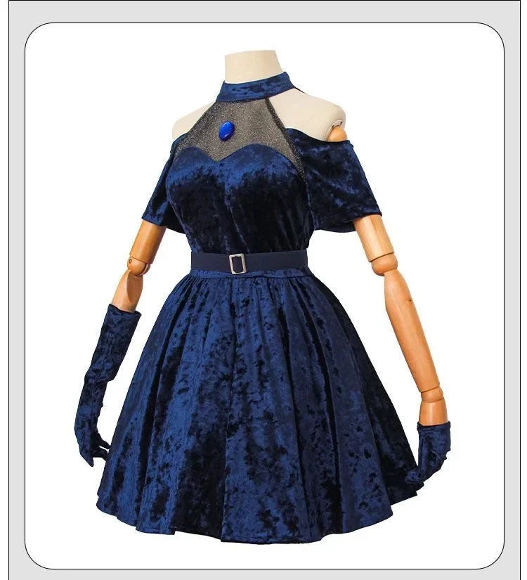 Mizi Cosplay Costume Anime Alien Stage Cosplay Costume Pink Gradient Blue Purple long hair Stage costume Velvet Dress