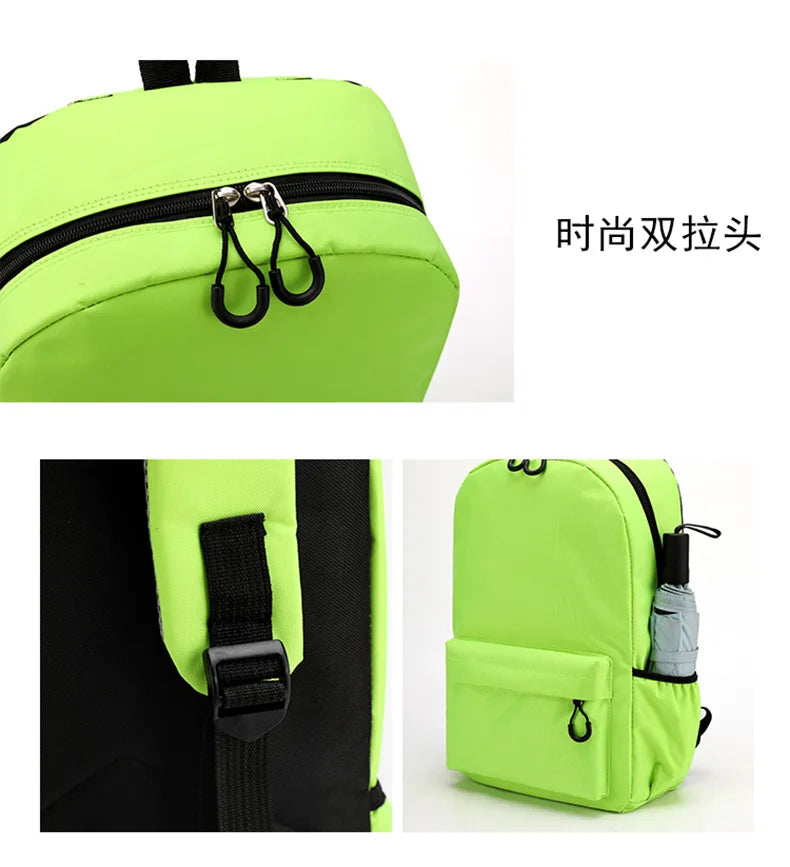 Anime Figure Backpack Printed Schoolbag Student Supplies Large Capacity Bookbag Cute Portable Colorful Knapsack Men Women Gift