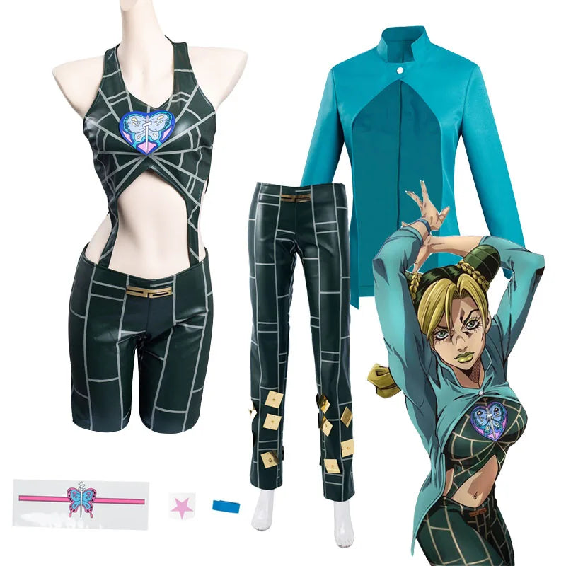 Stone Ocean Jolyne Cujoh Cosplay Costume Coat Jumpsuit Anime Bizarre Adventure Halloween Carnival Disguise Suit For Women