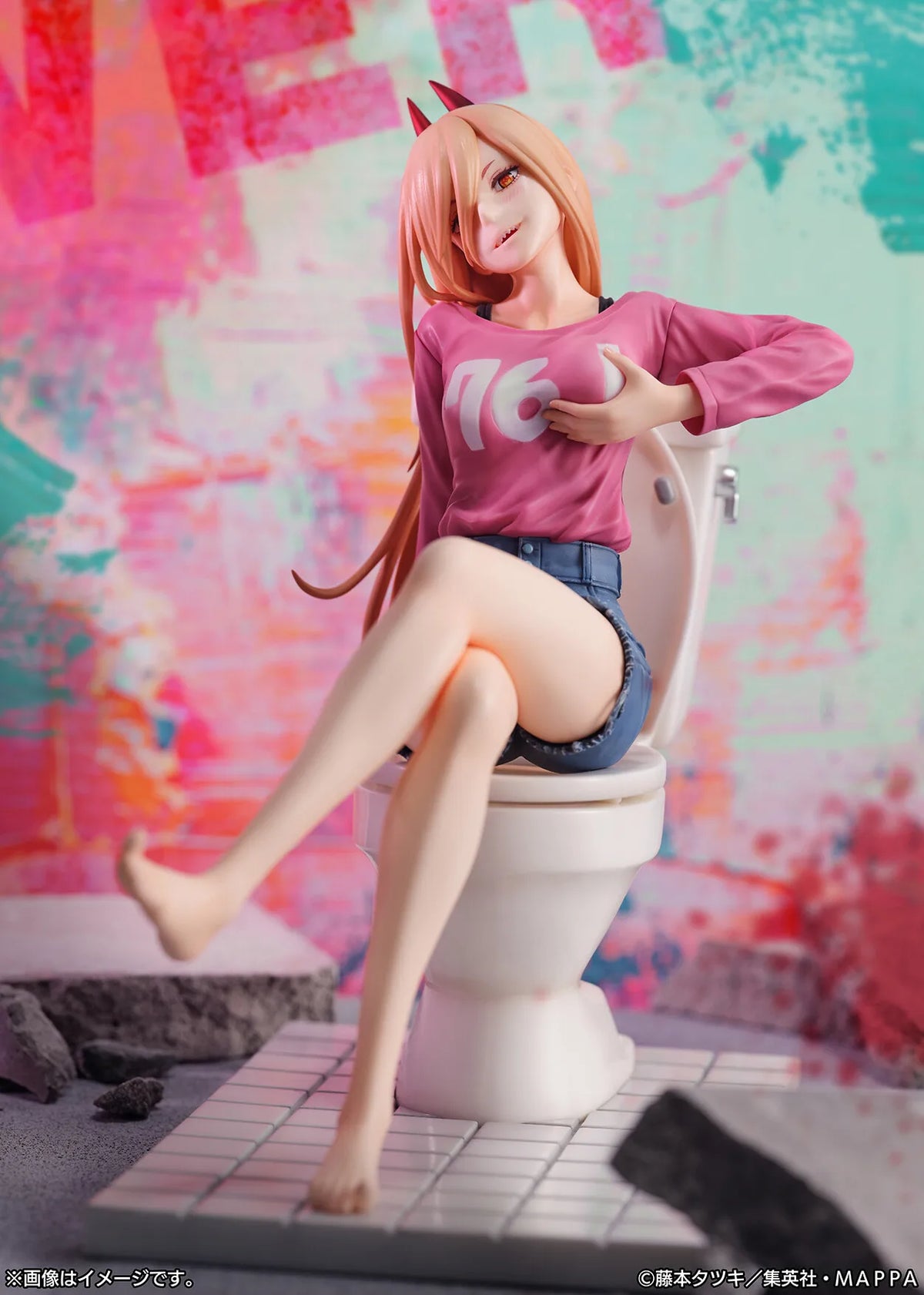 16CM Anime Denji Figure Power Pochita Figure Pressed Instant Noodles Scene Ornaments Makima PVC Model Doll Makima Boxed Toys