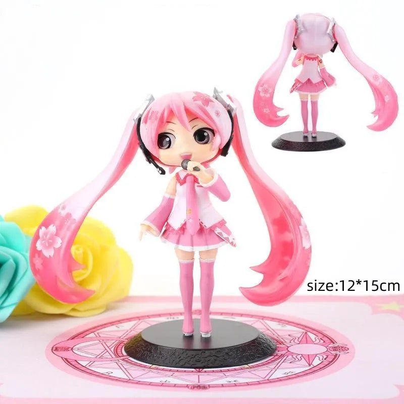 20cm Anime Virtual Singer Hatsune Miku Pink Sakura Fairy Tale Wonderland Kawaii Figure PVC Model Toys Doll Gifts