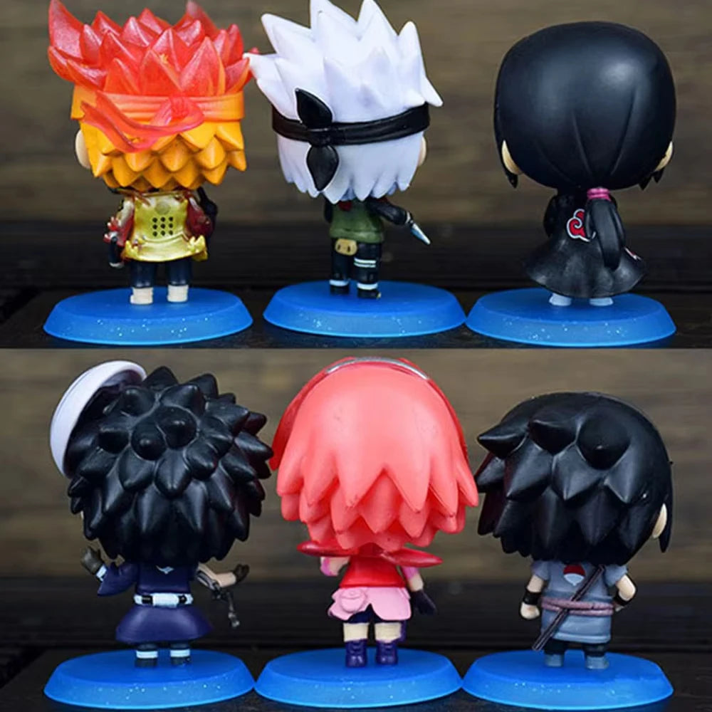 Hot 6pcs/set Naruto Shippuden Anime figure Hinata Sasuke Itachi Kakashi Obito action Figures Q Version PVCToys Dolls Kid Gift