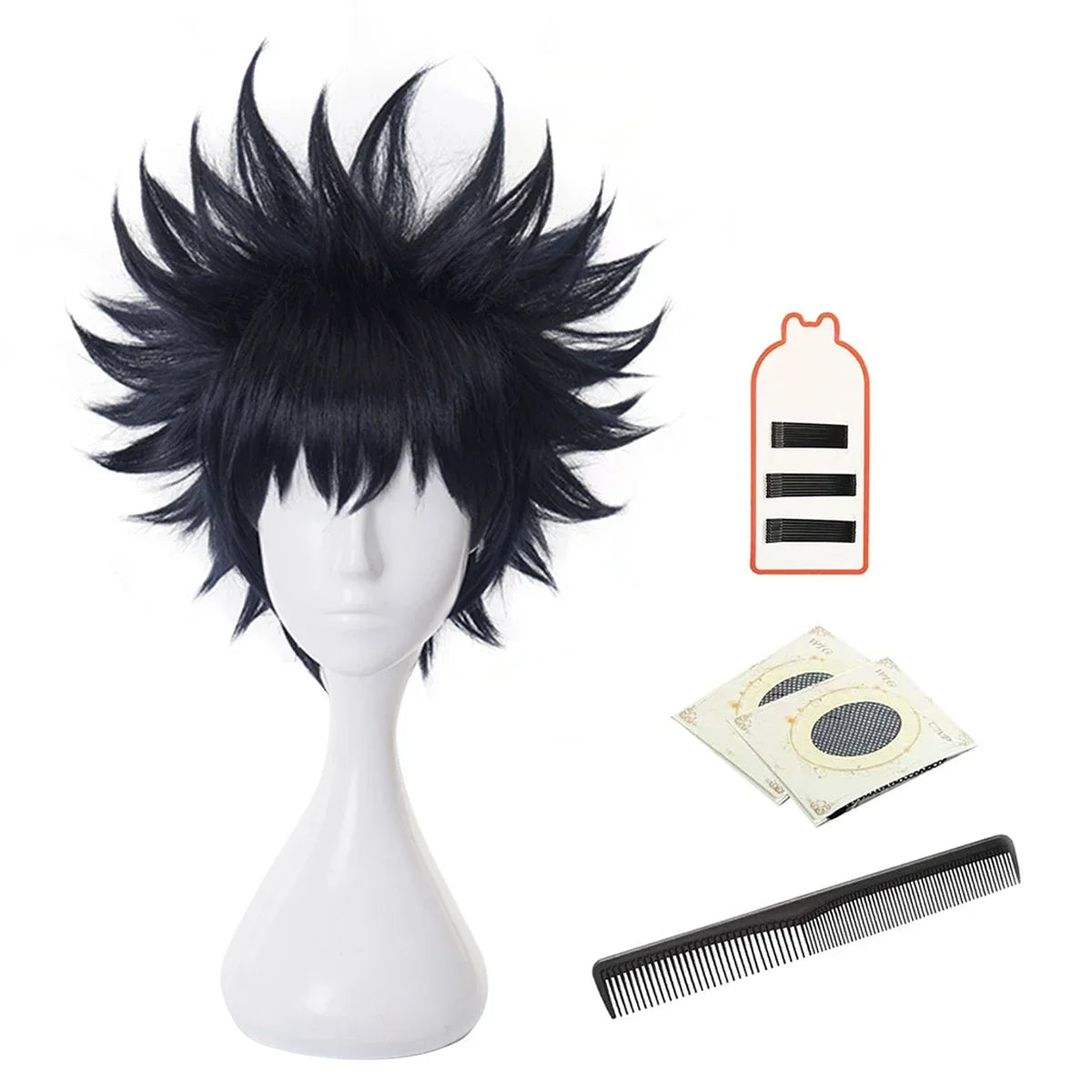 New Jujutsu JJK Manga Anime Fushiguro Megumi Cosplay Costume Wig Dark Blue Jacket Pants Uniform Rose Net Synthetic Halloween