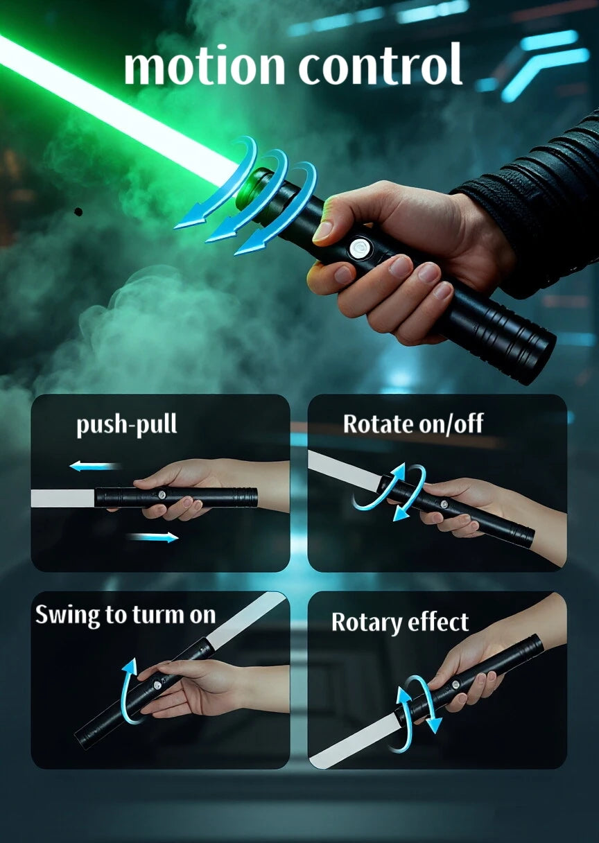 JS Metal Hilt Lightsaber, Splicable Somatosensory Duel Glowing Toy, Full Length 90cm, Holiday Gift