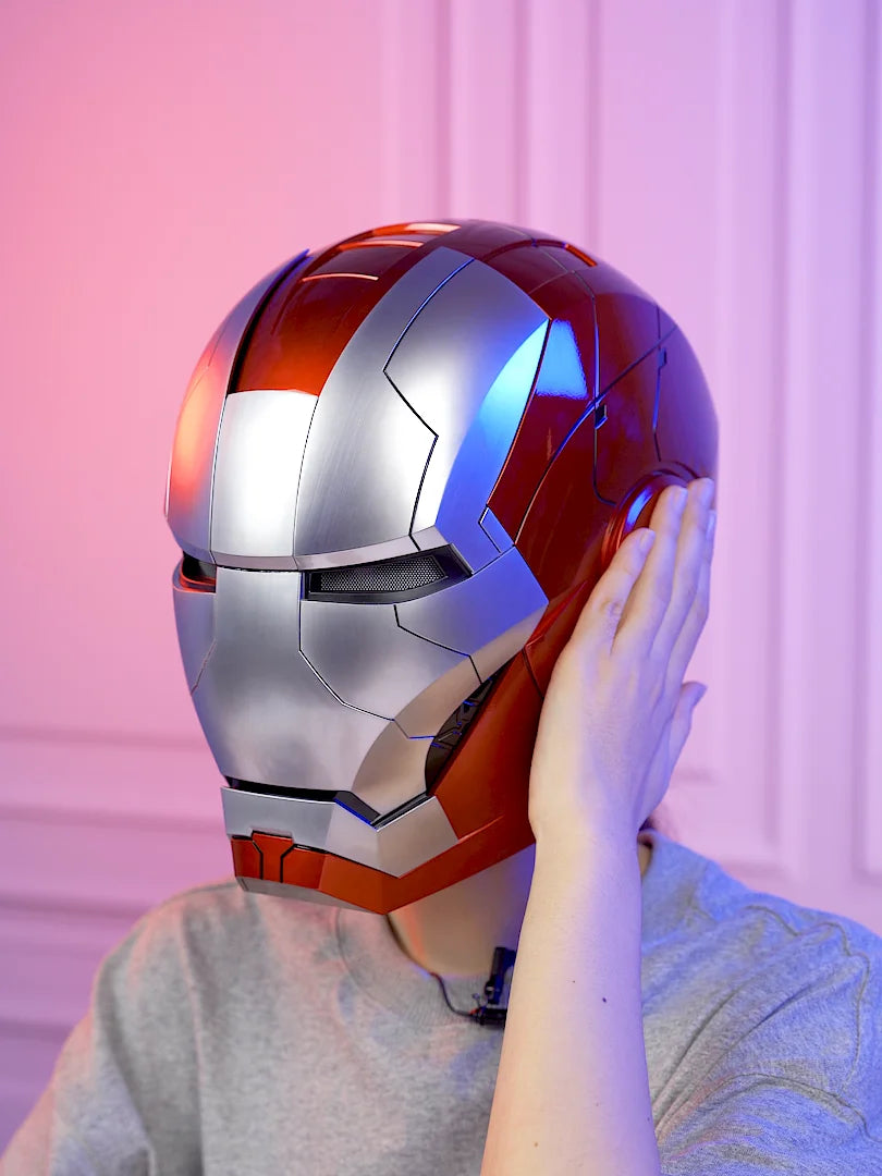 Marvel 1:1 Iron Man Mk5 Jarvis Helmet Remote Voice Control Auto Helmet Mask With Led Light Figure Boy Christmas Birthday Gift