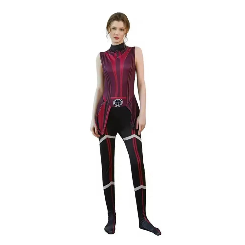 Scarlet Cosplay Witch Maximoff Wanda Vision Cosplay Costume Headwear Cloak and Pants Full Set Outfit Halloween Accessories