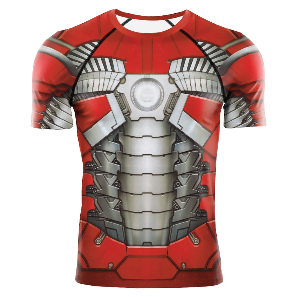 [You're My Secret] Anime Superhero Cosplay Costume Long Sleeves Armor Print Compression Shirt Workout Fitness Summer Clothing