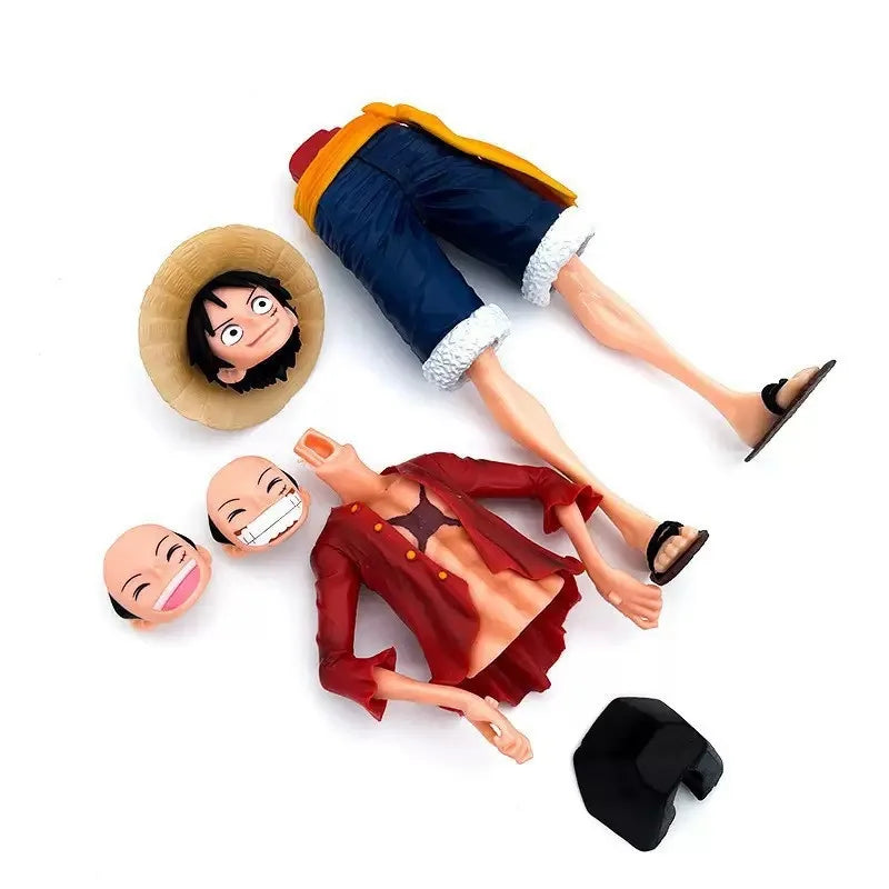 One Piece Luffy Smiling Face Standing Pose Large & Small Size Anime Figure Statue Desktop Decoration Gift Set