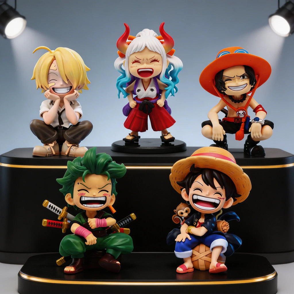 13cm Anime One Piece action figures Q-version sitting Luffy Zoro Sanji trendy toys doll models car ornaments Birthday Gifts toys