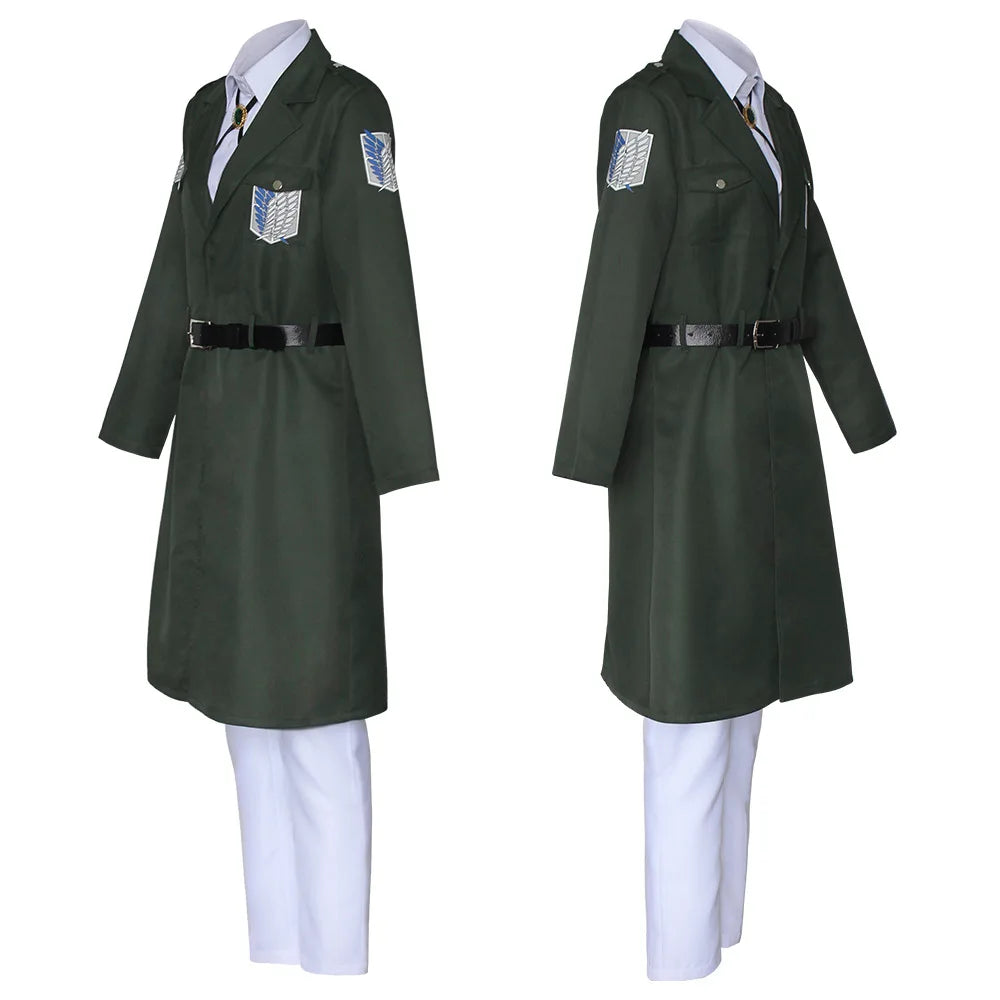 Shingeki no Kyojin Season 4 Cosplay Costume Anime Investigation Corps Cloak Uniform Green Long Trench Coat Halloween