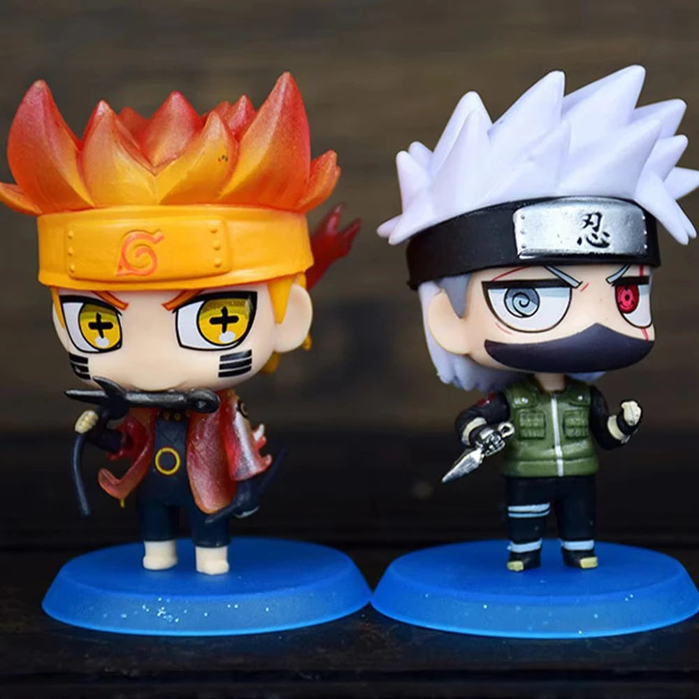 Hot 6pcs/set Naruto Shippuden Anime figure Hinata Sasuke Itachi Kakashi Obito action Figures Q Version PVCToys Dolls Kid Gift